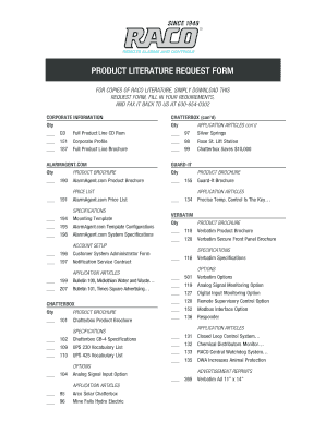 Product Literature Request Form