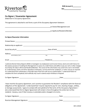 Co-Signer Guarantor Agreement