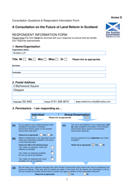 Scotland Land Reform Consultation Form