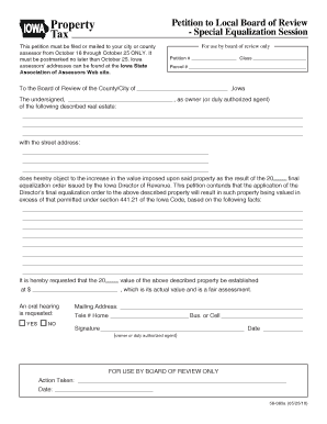 Iowa Property Assessment Protest Form