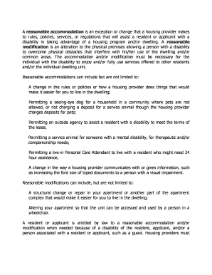 Request for Reasonable Accommodation and Modification