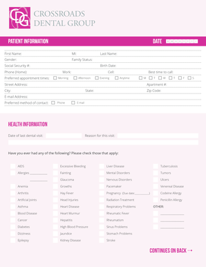 Dental Patient Information Form