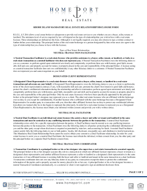 Rhode Island Mandatory Real Estate Relationship Disclosure Form