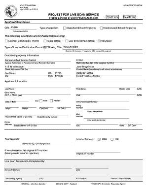 California Request for Live Scan Service