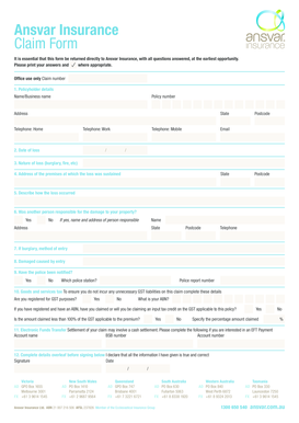Ansvar Insurance Claim Form