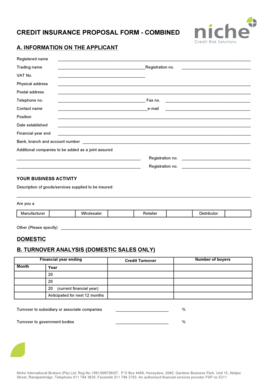 Credit Insurance Proposal Form