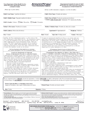 Texas Immunization Registry Consent Form