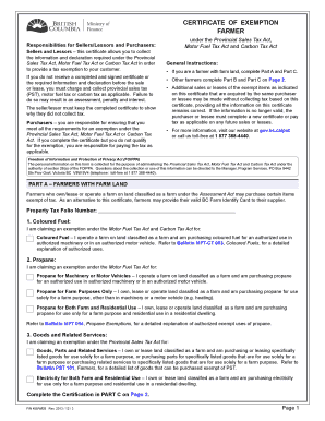 Certificate of Exemption for Farmers
