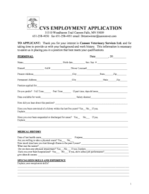 CVS Employment Application Form