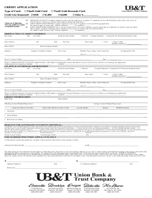 Visa Gold Credit Application