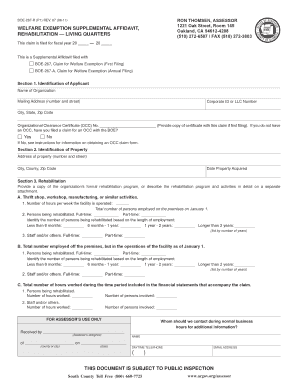 California Welfare Exemption Supplemental Affidavit
