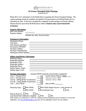 1S Owner Occupant Sales Package