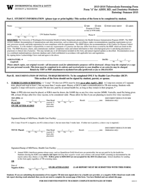 Tuberculosis Screening Form for UW Students