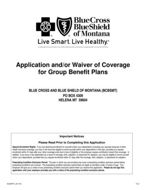 Application and/or Waiver of Coverage for Group Benefit Plans