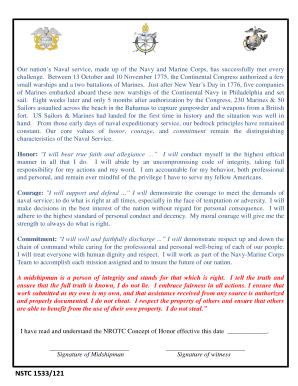 NROTC Concept of Honor Agreement