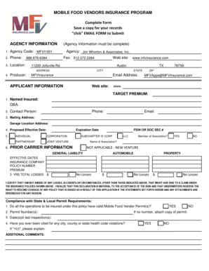 Mobile Food Vendor Insurance Application