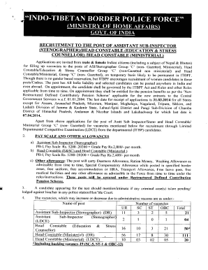 ITBP Recruitment Application Form