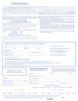 NC A&T State University Parking Payroll Deduction Form