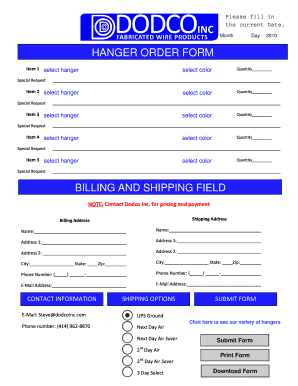 Hanger Order Form