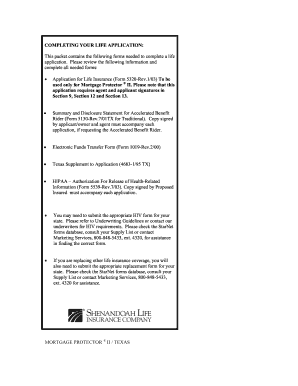 Mortgage Protector II Life Insurance Application
