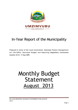 Statement report sample - Monthly Budget Statement for August 2013 - Umzimvubu Local ...