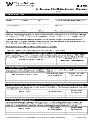 Verification of Other Untaxed Income – Dependent (V-6)