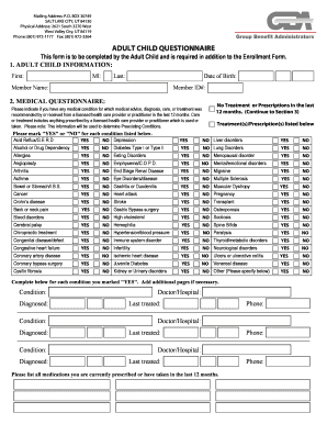 Adult Child Questionnaire
