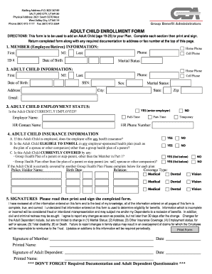 Adult Child Enrollment Form