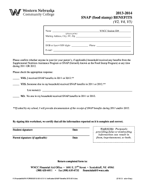 SNAP Benefits Verification Form