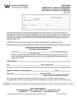 Identity and Statement of Educational Purpose Form