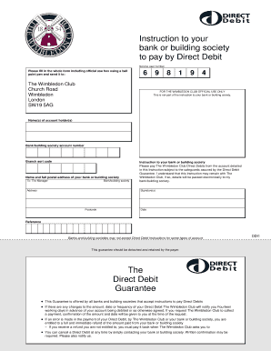 UK Direct Debit Instruction Form