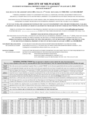 City of Milwaukee Personal Property Tax Form