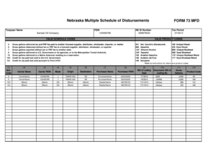 Nebraska Multiple Schedule of Disbursements Form 73 MFD