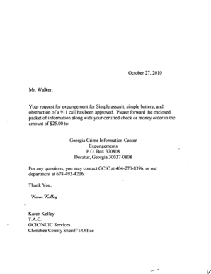 Georgia Expungement Request Form