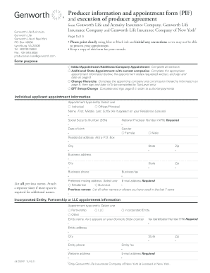 Genworth Life Producer Information and Appointment Form