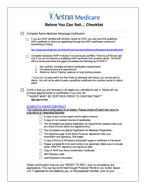 Aetna Medicare Advantage Certification Checklist