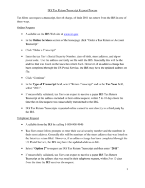 IRS Tax Return Transcript Request