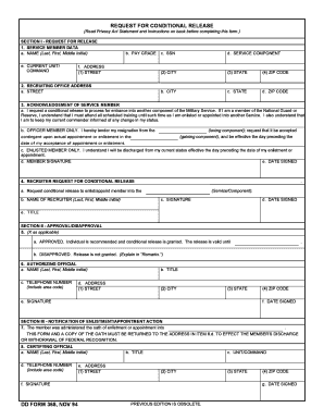 Request for Conditional Release Form