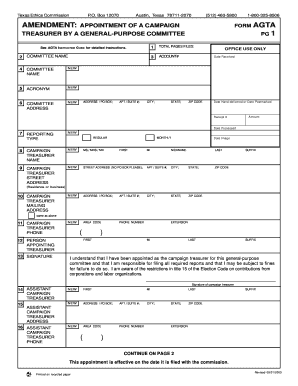 Texas Ethics Commission Campaign Treasurer Appointment Form