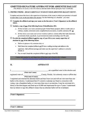Omitted Signature Affidavit for Absentee Ballot