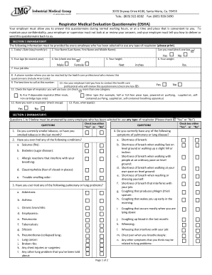 Respirator Medical Evaluation Questionnaire