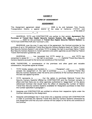 Lic assignment form - EXHIBIT F FORM OF ASSIGNMENT Security Camera ... - Yolobus