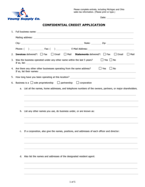 Confidential Credit Application