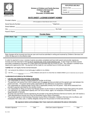 License-Exempt Provider Rate Sheet - Riverside County Office of ...