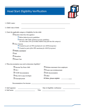 Child Eligibility Verification Form