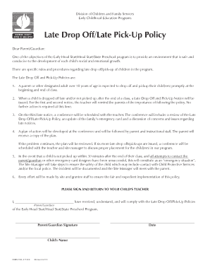 Early Childhood Late Drop Off/Pick-Up Policy