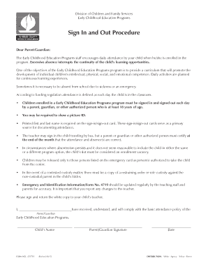 Early Childhood Education Sign In and Out Procedure