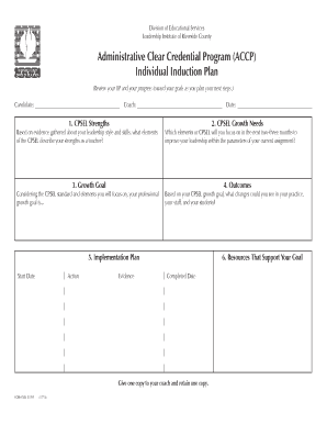 Individual Induction Plan