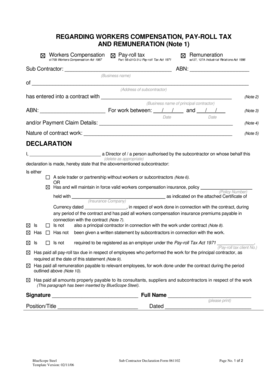 Subcontractor Declaration Form