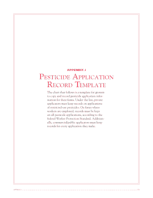 Pesticide Application Record Template